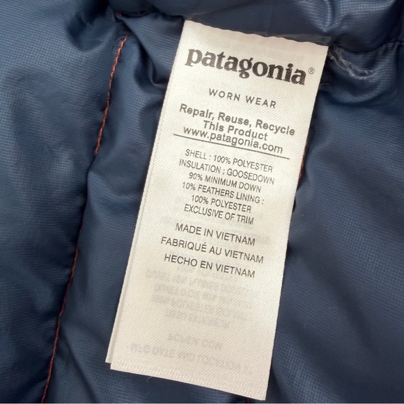 Patagonia Worn Wear Vest Mens XL Orange Down Sweater Full Zip 84622 STAINS - Picture 4 of 16